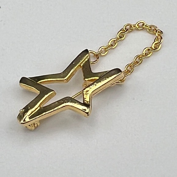 Vintage Gold Tone Star Brooch Pin - Picture 3 of 5